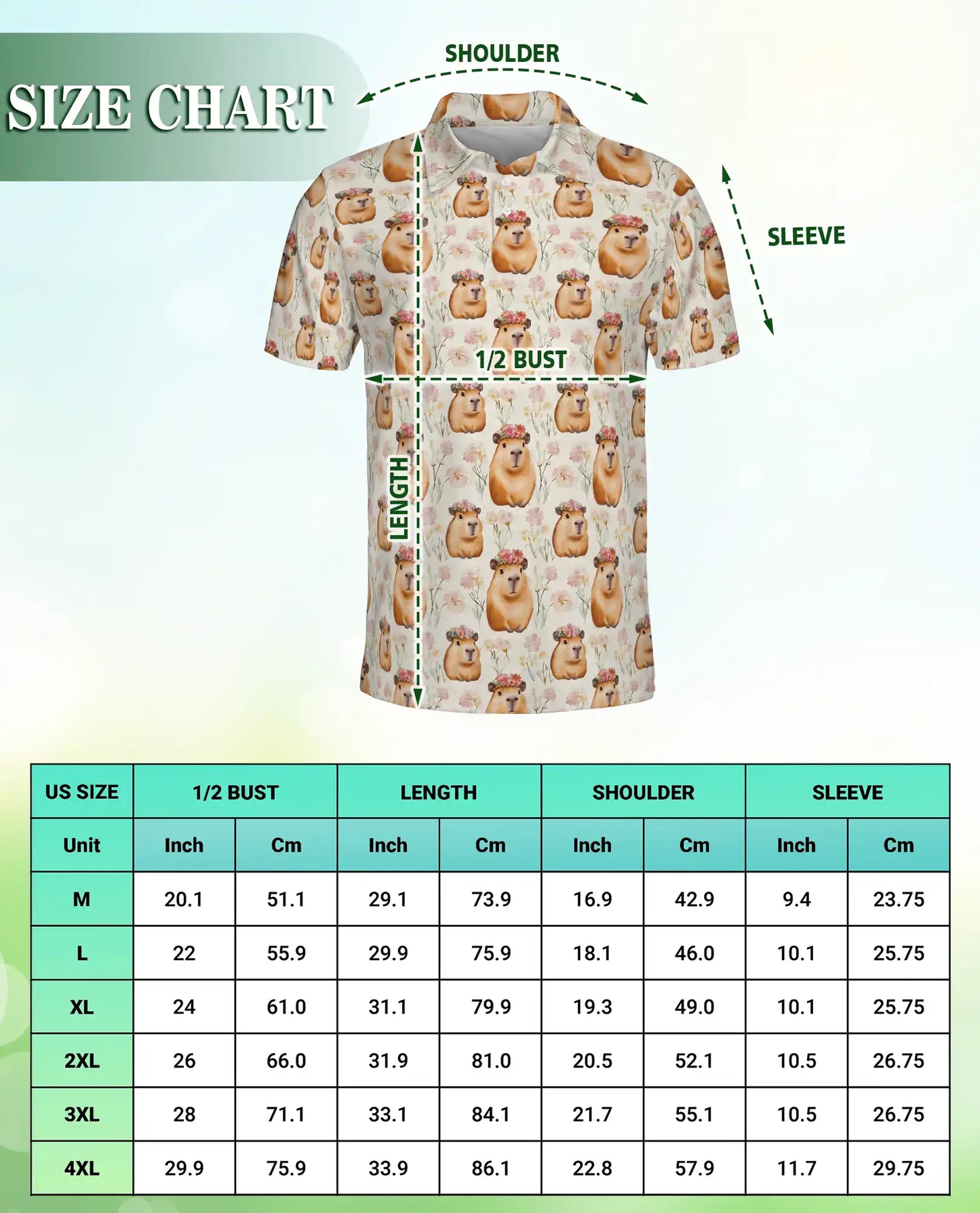 Cute Capybara Floral Polo Shirt – Funny Animal Pattern | Netecom