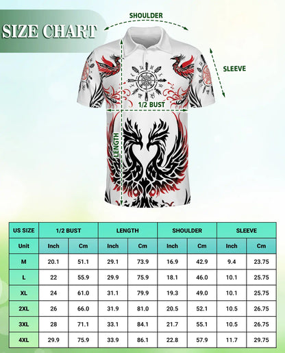 Phoenix Tribal 3D Polo Shirt for Men – Nordic Raven Symbol Style | Netecom