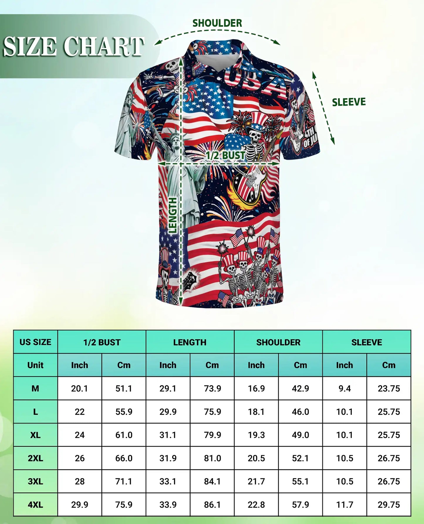 USA Skeleton Rock Band Patriotic 4th Of July Polo Shirt | Netecom