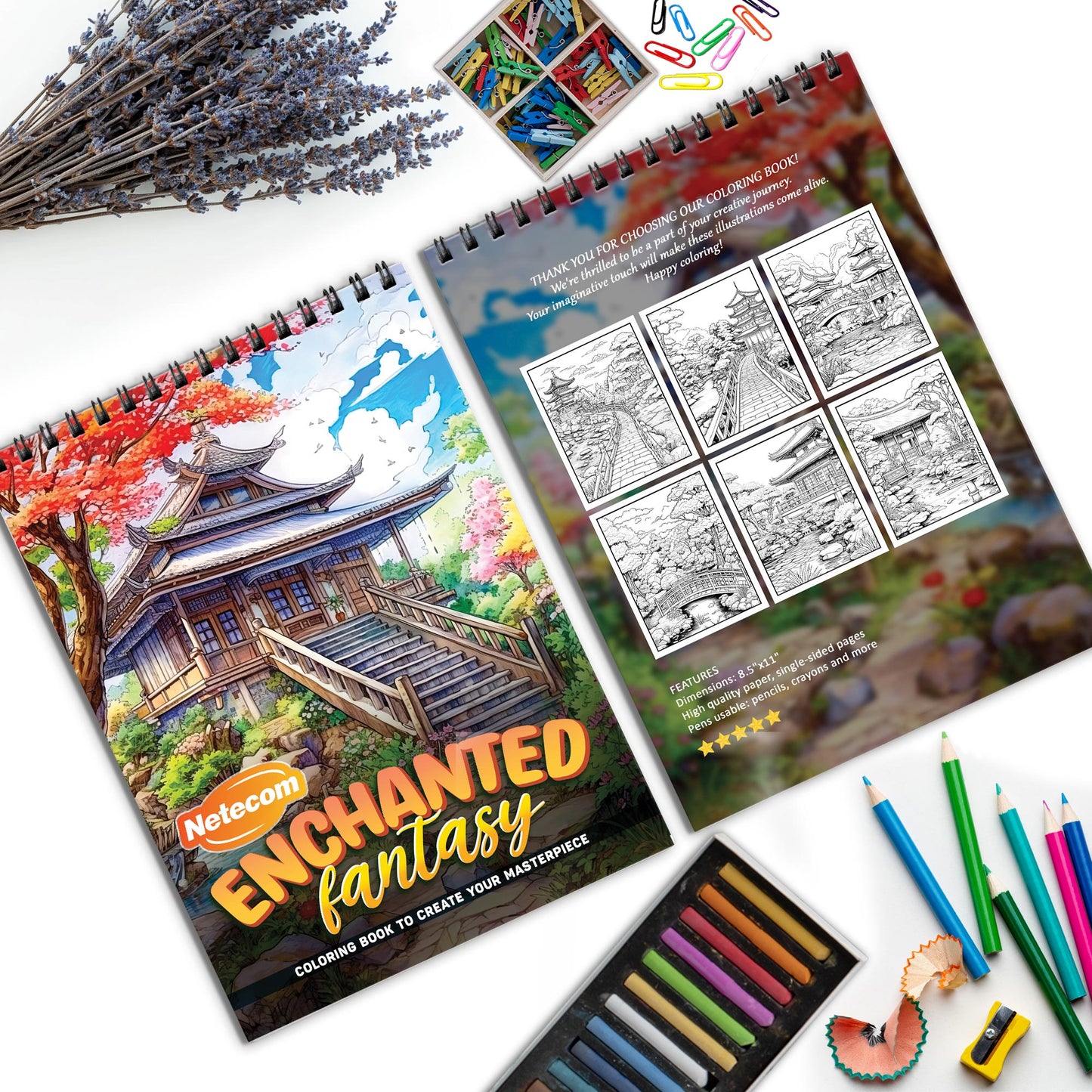 Enchanted Fantasy Spiral Bound Coloring Book, Dive into Fantastical Worlds for an Enchanted Journey, Great for Fans of Magic and Mythical Creatures