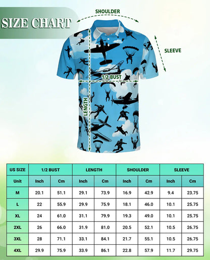 Skydiving Polo Shirt – Parachute Airplane Print | Netecom