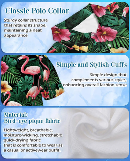 Flamingo Hawaiian Polo Shirt – Tropical Floral Style | Netecom