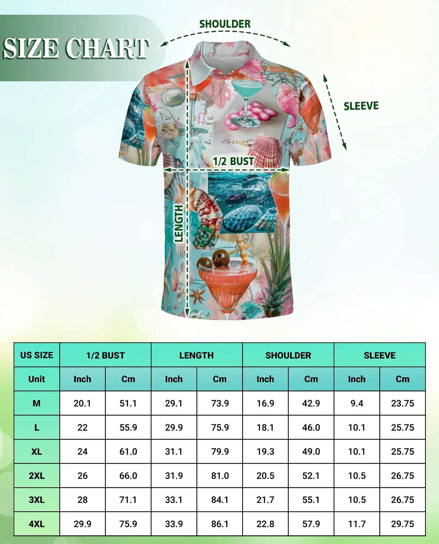 Tropical Beach Cocktail 3D Polo Shirt for Men – Coastal Summer Vacation Style | Netecom
