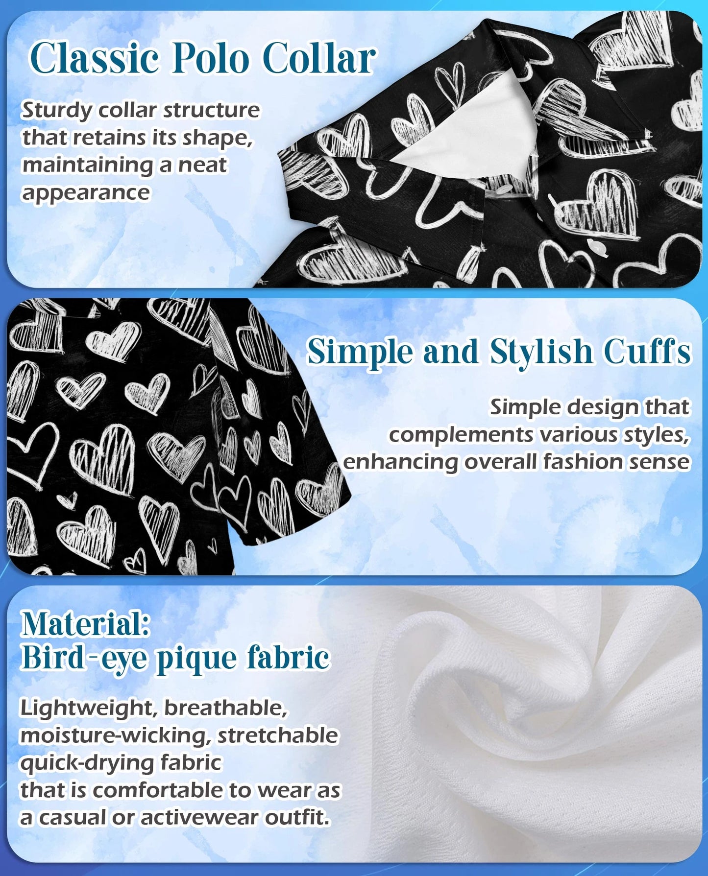 Love Heart Polo Shirt for Men – Romantic Valentine Style | Netecom