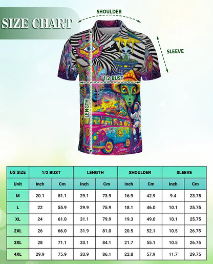 Psychedelic Alien Polo Shirt – Trippy Hippie Print | Netecom