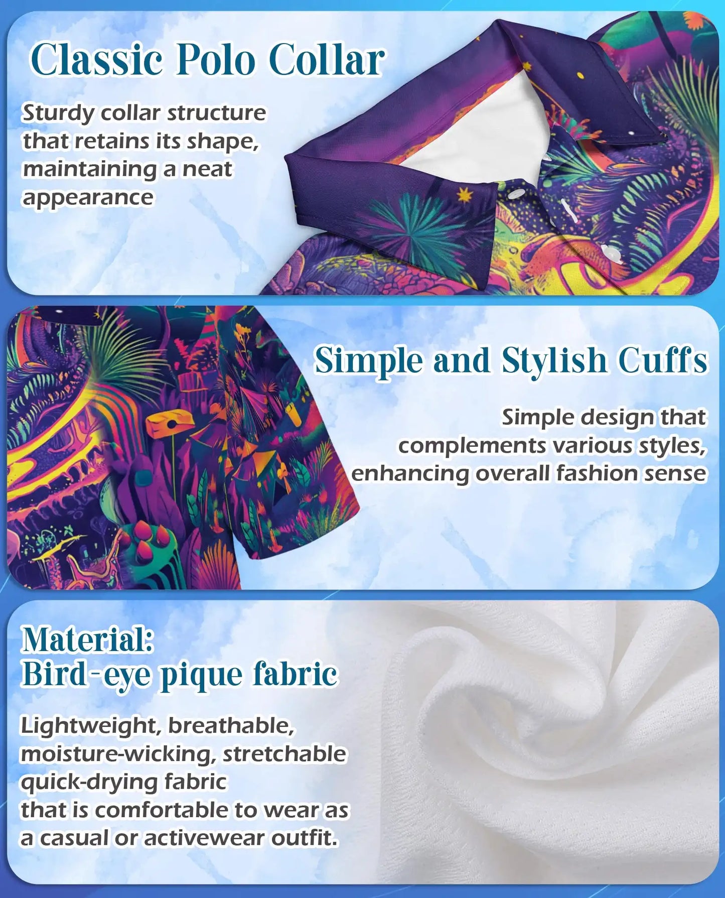 Psychedelic Desert Polo Shirt - Retro Festival Art Style | Netecom