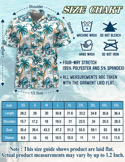 Netecom Octopus Hawaiian Shirt for Pet and Owner, Coordinated Aloha Summer Style for Dog and Human, Relaxed Beach Vacation Wear