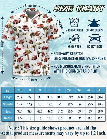 Netecom Matching Fire Truck Hawaiian Shirt for Dog and Owner, Aloha Summer Shirt, Firefighter Theme Button Down Outfit for Pet and Human, Beach Vacation Casual Wear