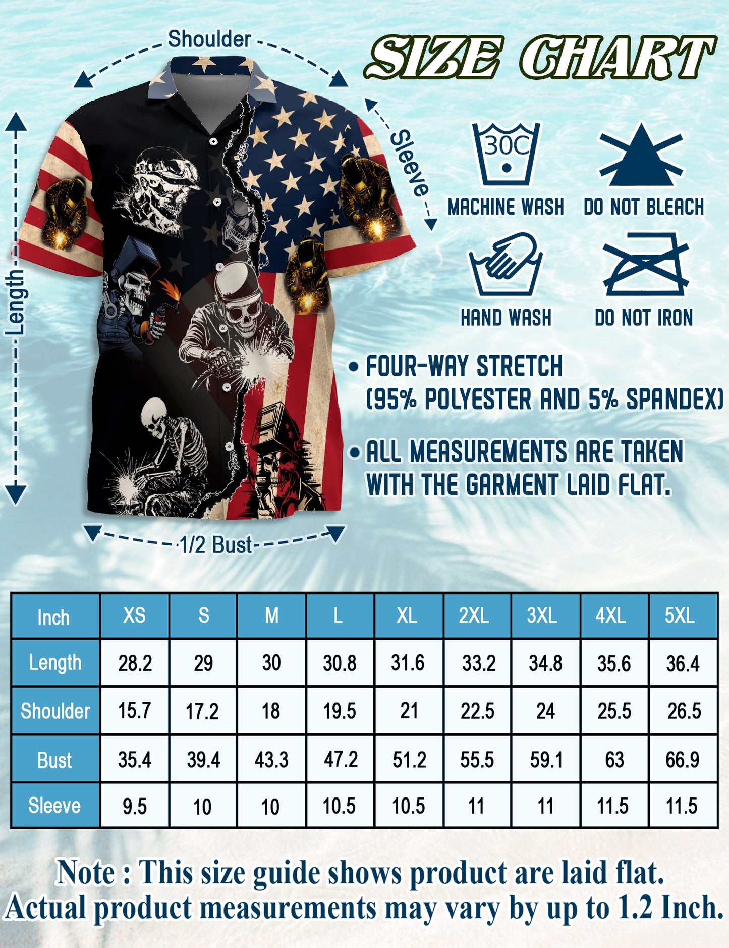 Netecom Matching Patriotic Welder Aloha Hawaiian Shirt for Dog and Owner, Limited Edition Summer Button Down Shirt, Bold Casual Beach Vacation Wear for Pet and Human