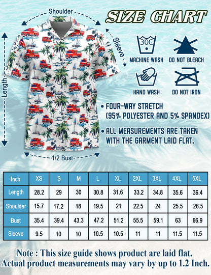 Netecom Matching Fire Truck Hawaiian Shirt for Dog and Owner, Friend of Firefighter Aloha Summer Shirt, Casual Button Down Style for Pet and Human