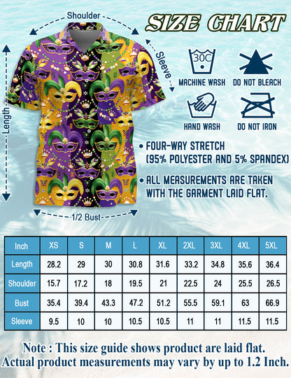 Netecom Matching Mardi Gras Mask Aloha Hawaiian Shirt for Dog and Owner, Colorful Festival Summer Shirt, Casual Button Down Wear for Pet and Human, Beach Vacation Outfit