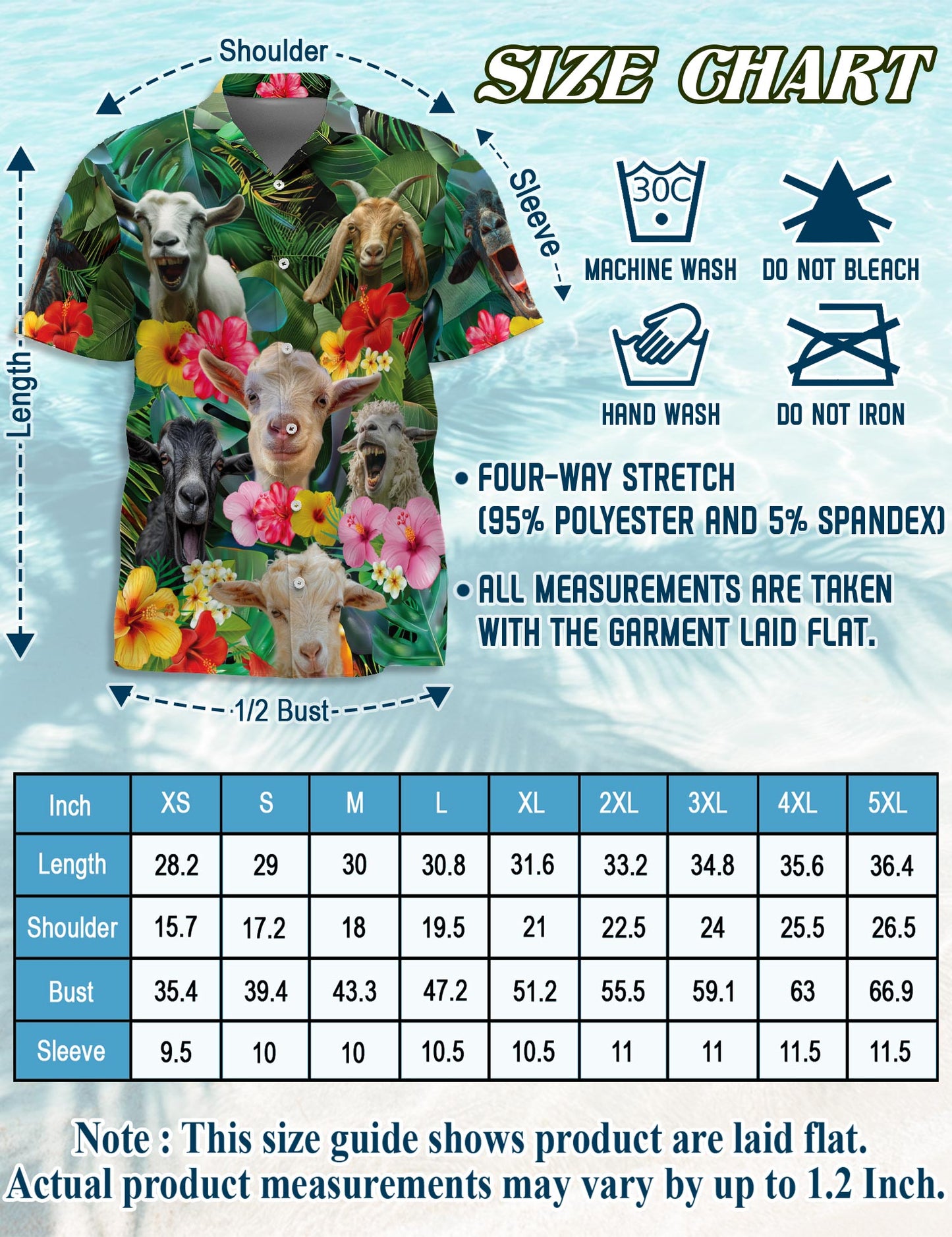 Netecom Matching Happy Goat Hawaiian Shirt for Dog and Owner, Fun Animal Aloha Summer Shirt, Playful Button Down Outfit for Pet and Human, Vacation Beach Casual Wear