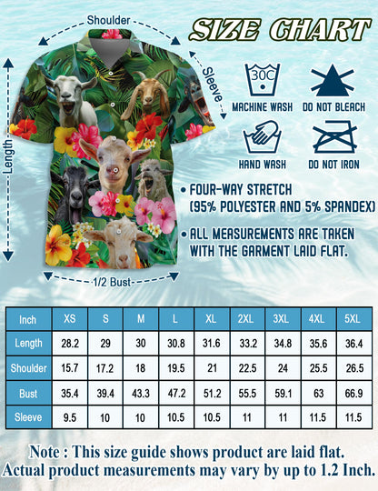Netecom Matching Happy Goat Hawaiian Shirt for Dog and Owner, Fun Animal Aloha Summer Shirt, Playful Button Down Outfit for Pet and Human, Vacation Beach Casual Wear