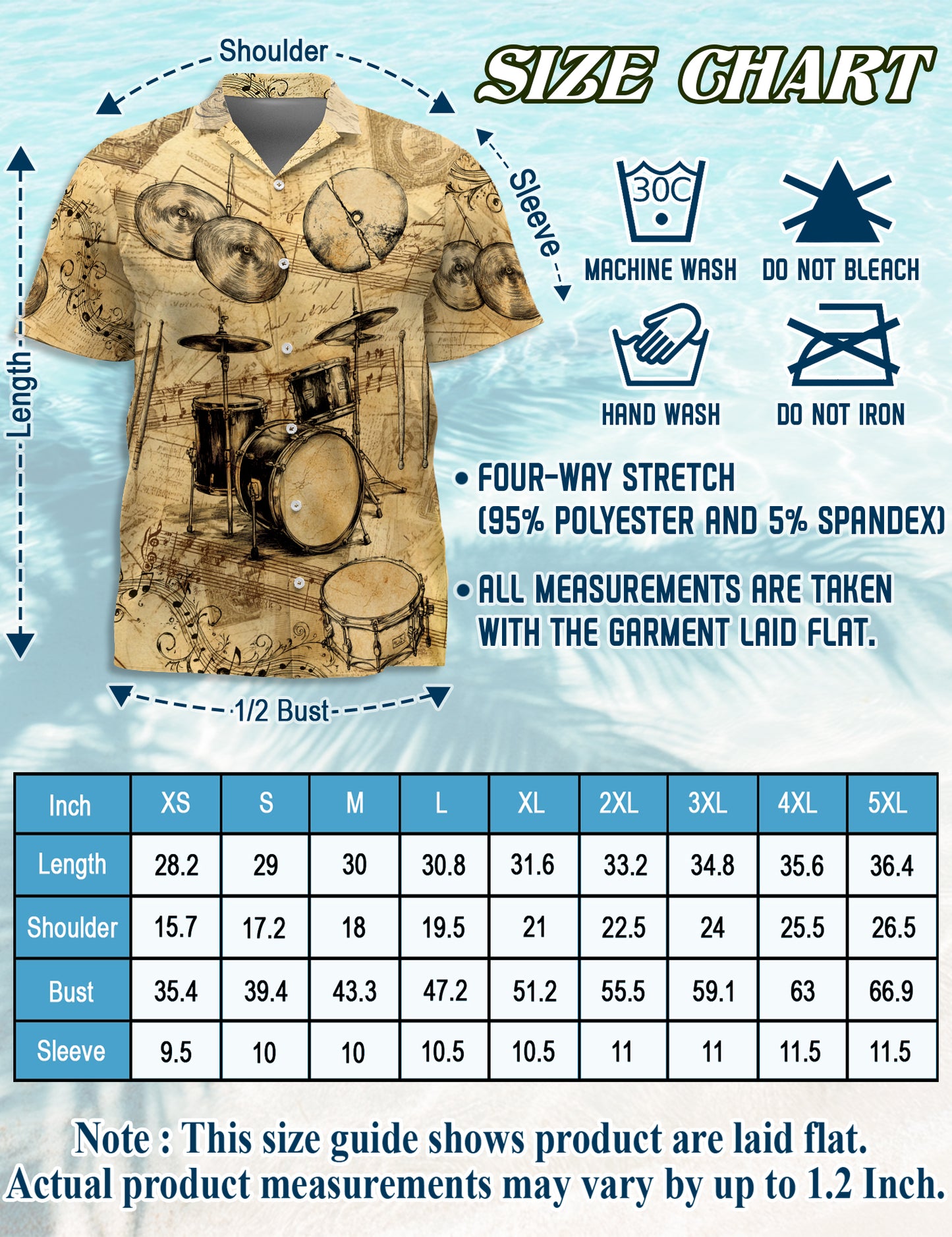 Netecom Matching Drum Hawaiian Shirt for Dog and Owner, Music Aloha Summer Shirt, Drum Print Button Down Outfit for Pet and Human, Beach Vacation Casual Wear
