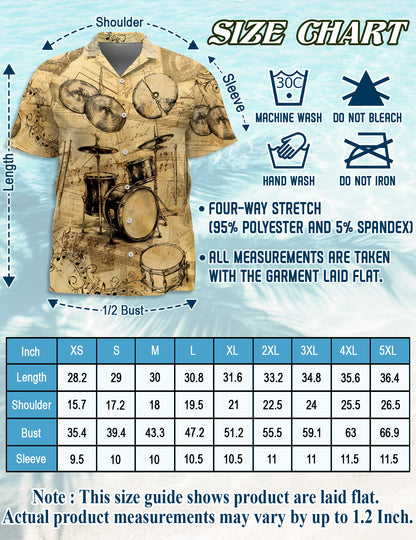 Netecom Matching Drum Hawaiian Shirt for Dog and Owner, Music Aloha Summer Shirt, Drum Print Button Down Outfit for Pet and Human, Beach Vacation Casual Wear