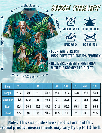 Netecom Matching Boer Goat Hawaiian Shirt for Dog and Owner, Aloha Summer Shirt, Goat Lover Print Button Down Outfit for Pet and Human, Beach Vacation Casual Wear