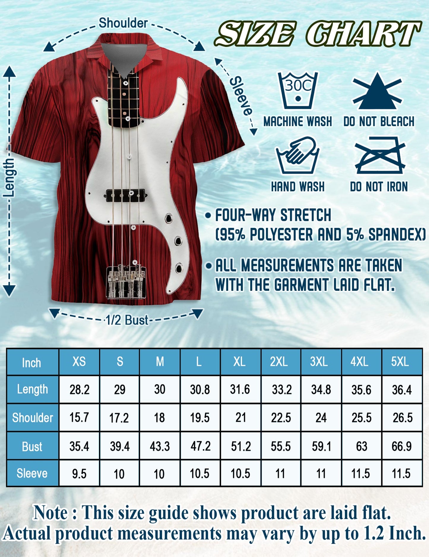 Netecom Matching Bass Guitar Hawaiian Shirt for Dog and Owner, Aloha Summer Shirt, Bass Guitar Print Button Down Outfit for Pet and Human, Beach Vacation Casual Wear