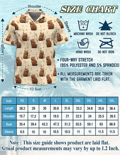 Netecom Matching Capybara Hawaiian Shirt for Dog and Owner, Aloha Summer Shirt, Capybara Print Button Down Outfit for Pet and Human, Beach Vacation Casual Wear