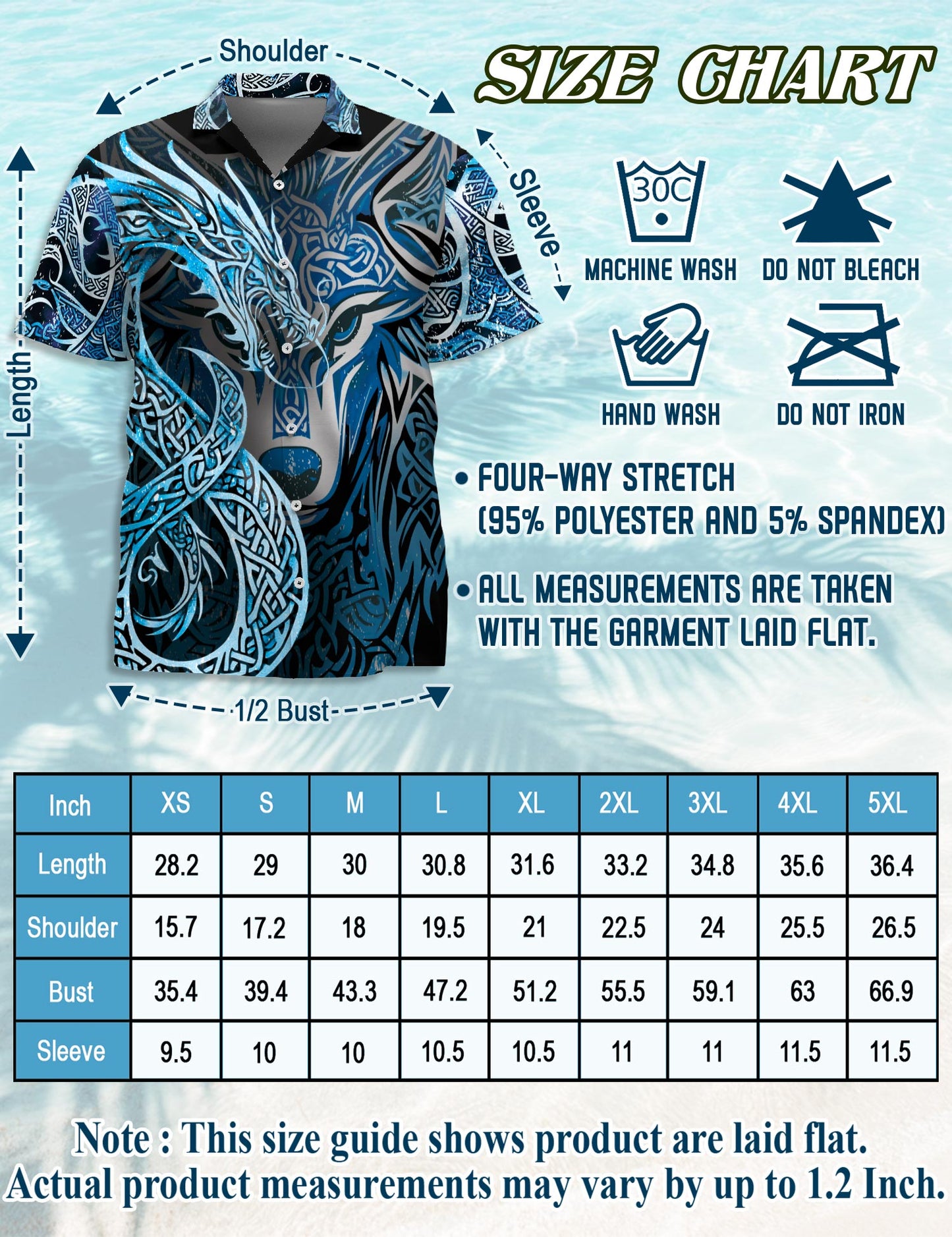 Netecom Matching Fenrir Blue Hawaiian Shirt for Dog and Owner, Aloha Summer Shirt, Wolf Myth Print Button Down Outfit for Pet and Human, Beach Vacation Casual Wear