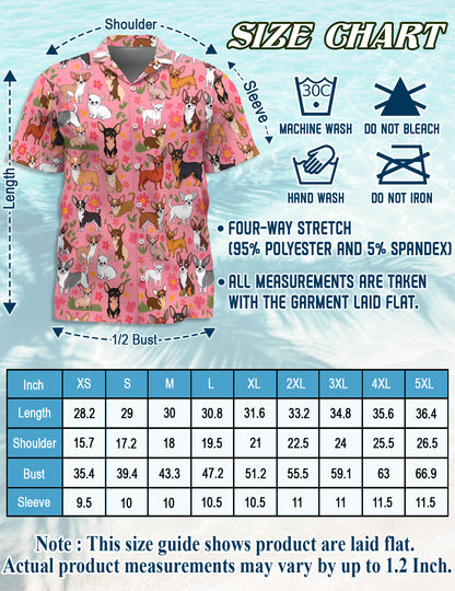 Netecom Matching Floral Chihuahua Aloha Hawaiian Shirt for Dog and Owner, Cute Dog Print Summer Shirt, Casual Vacation Wear for Pet and Human