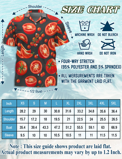 Netecom Matching Tomato Print Hawaiian Shirt for Dog and Owner, Aloha Summer Shirt, Tomato Pattern Button Down Outfit for Pet and Human, Beach Vacation Casual Wear
