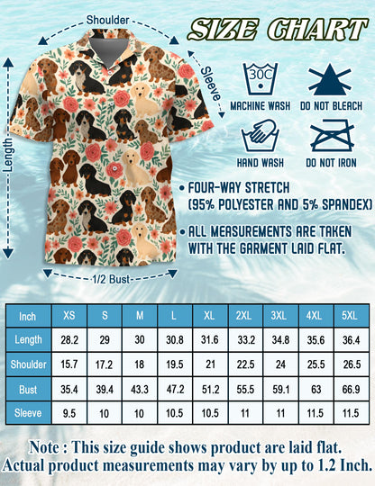 Netecom Matching Floral Dachshund Aloha Hawaiian Shirt for Dog and Owner, Aloha Summer Shirt, Dog Breed Floral Print Outfit for Pet and Human, Beach Vacation Casual Wear