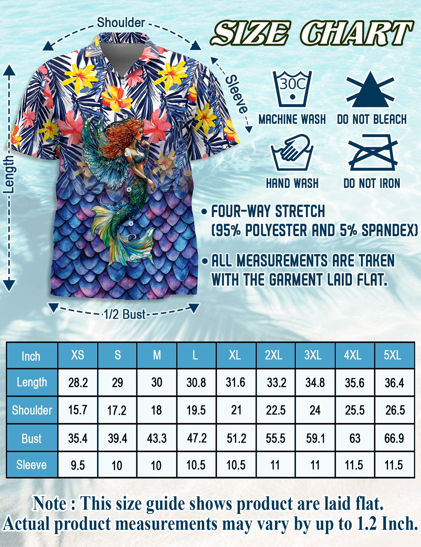Netecom Matching Mermaid Aloha Hawaiian Shirt for Dog and Owner, Ocean Theme Summer Button Down Shirt, Cute Pet and Human Matching Look, Relaxed Beach Vacation Casual Wear