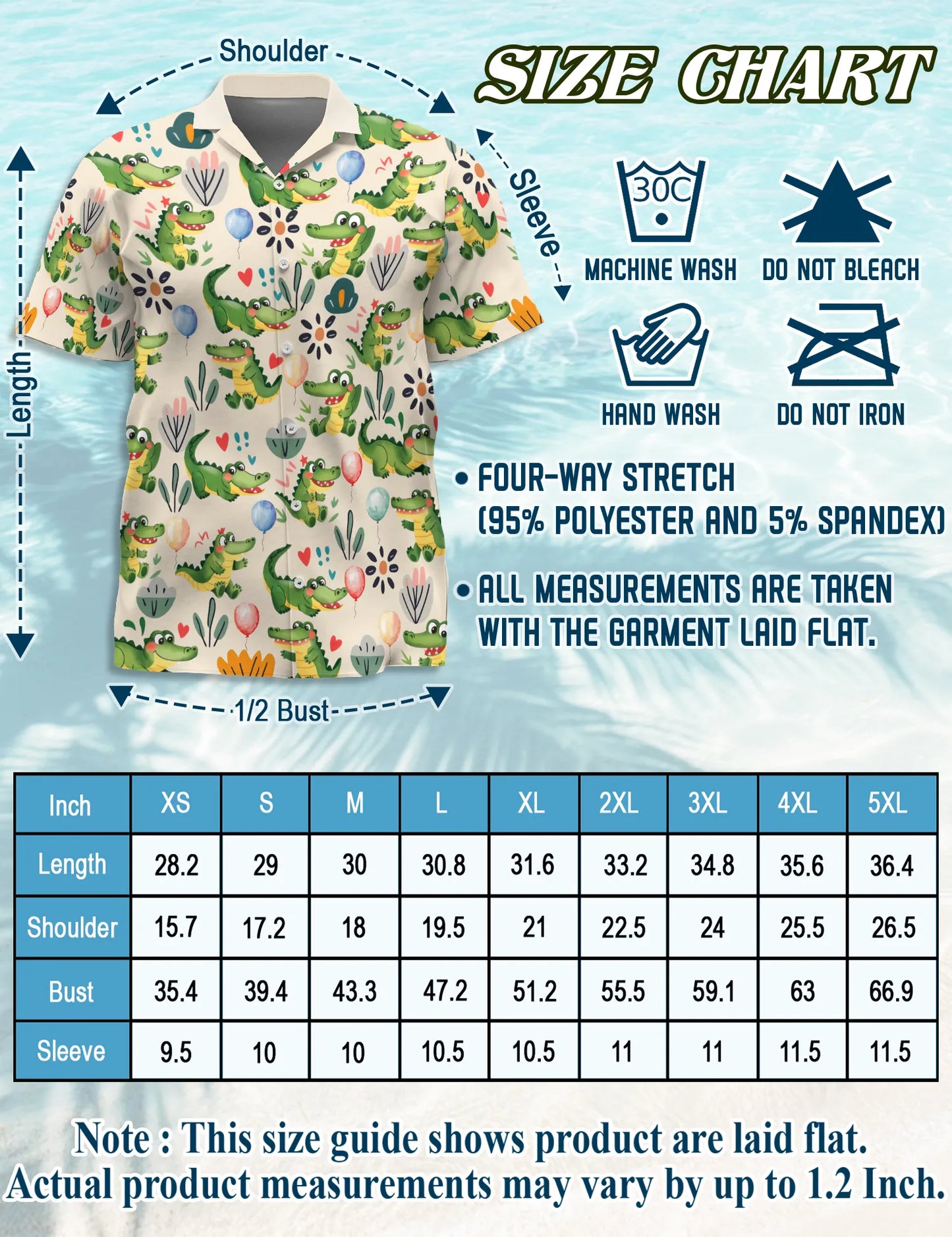 Funny Alligator Cartoon Pattern Hawaii Dog and Owner Matching Button Shirts