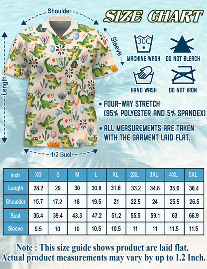 Funny Alligator Cartoon Pattern Hawaii Dog and Owner Matching Button Shirts