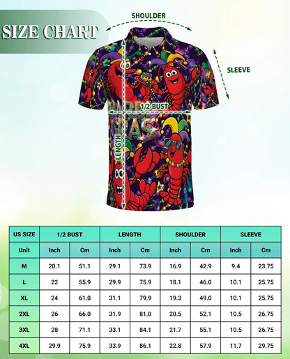 Funny Mardi Gras Crawfish Polo Shirt for Men- Carnival Lobster Shirt | Netecom