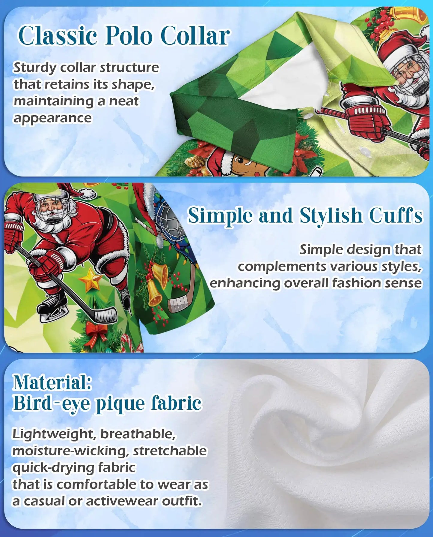 Christmas Hockey Santa Polo Shirt for Men – Festive Holiday Style | Netecom