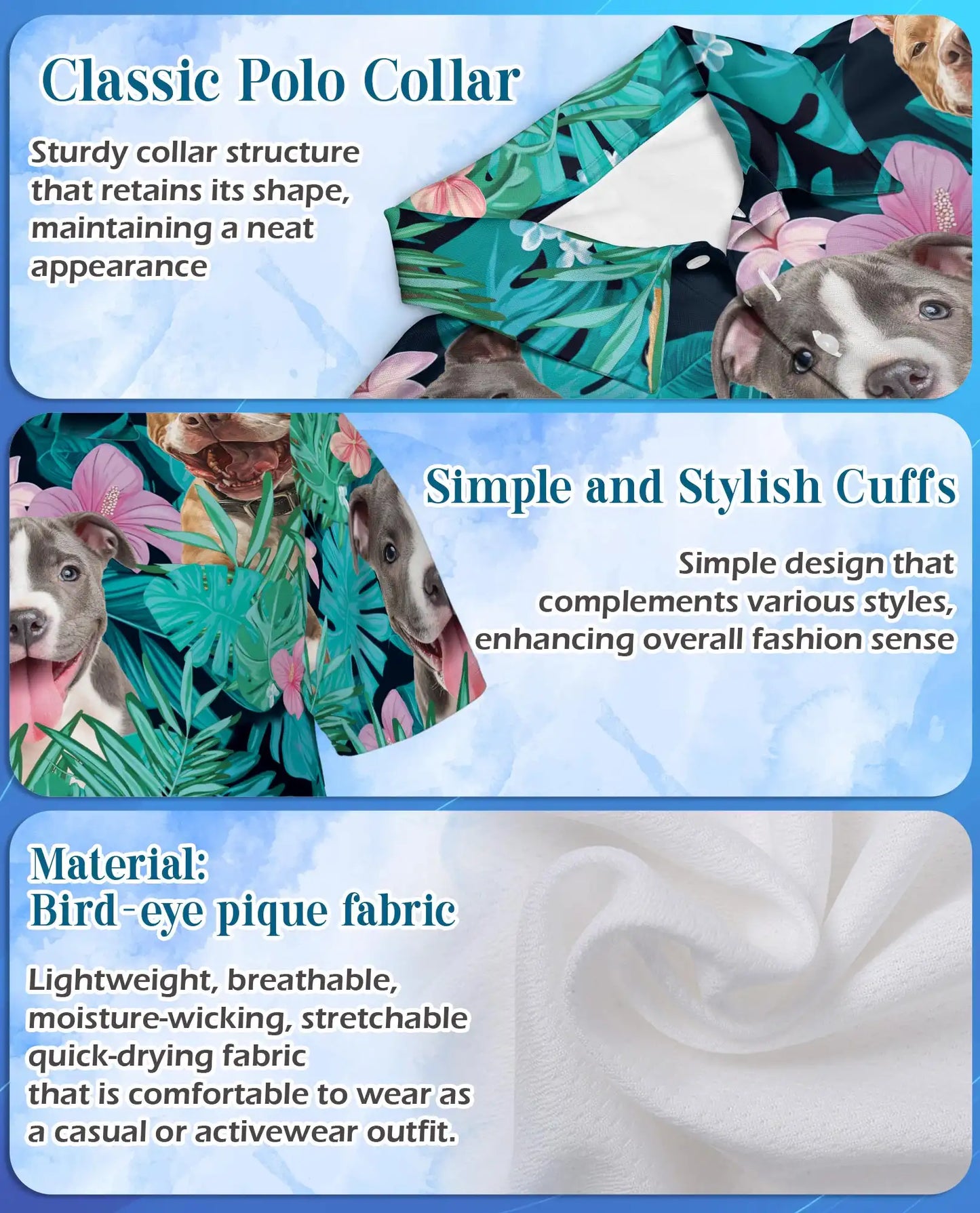 Happy Dogs Tropical Polo Shirt for Men – Cute Dog Print | Netecom