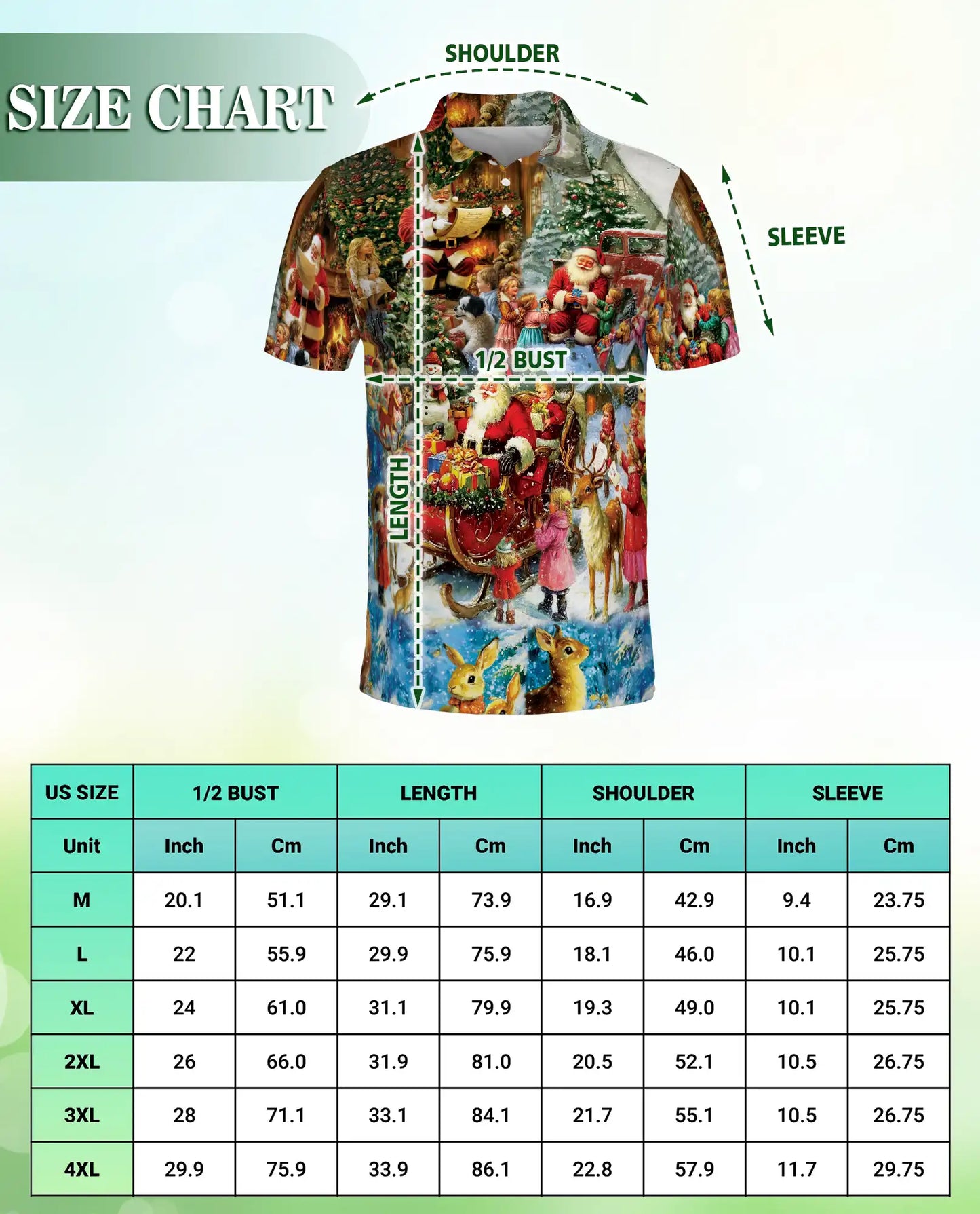 Vintage Christmas Santa Scene Polo Shirt | Netecom