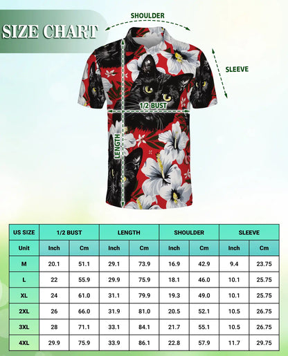 Black Cat Hawaiian Polo Shirt for Men | Netecom