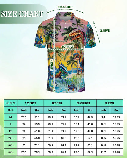 Dinosaur Tropical Polo Shirt – Prehistoric Beach Print | Netecom