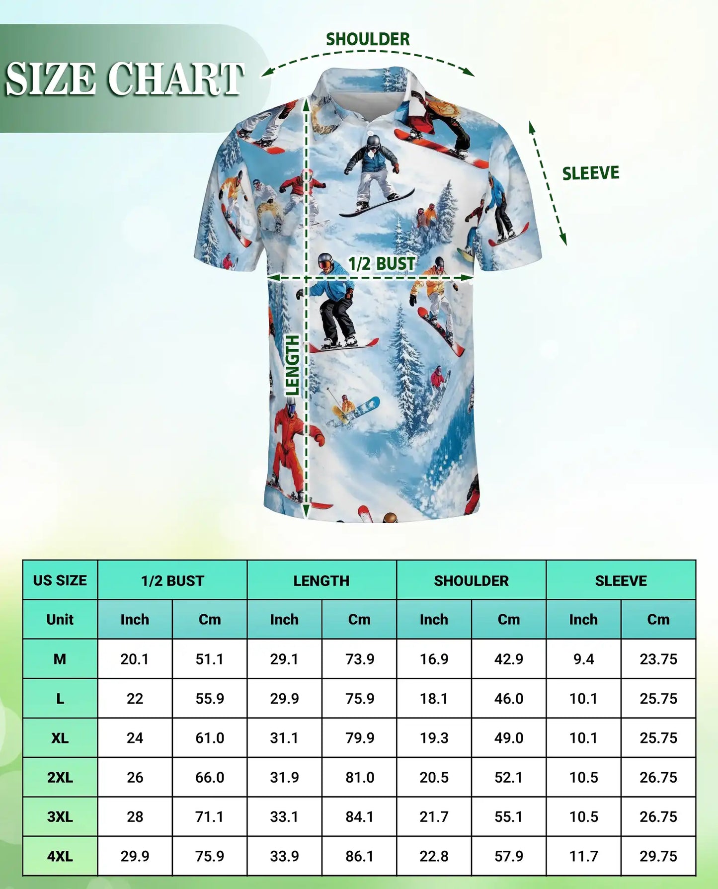 Snowboard Winter Sports 3D Polo Shirt for Men – Extreme Mountain Style | Netecom