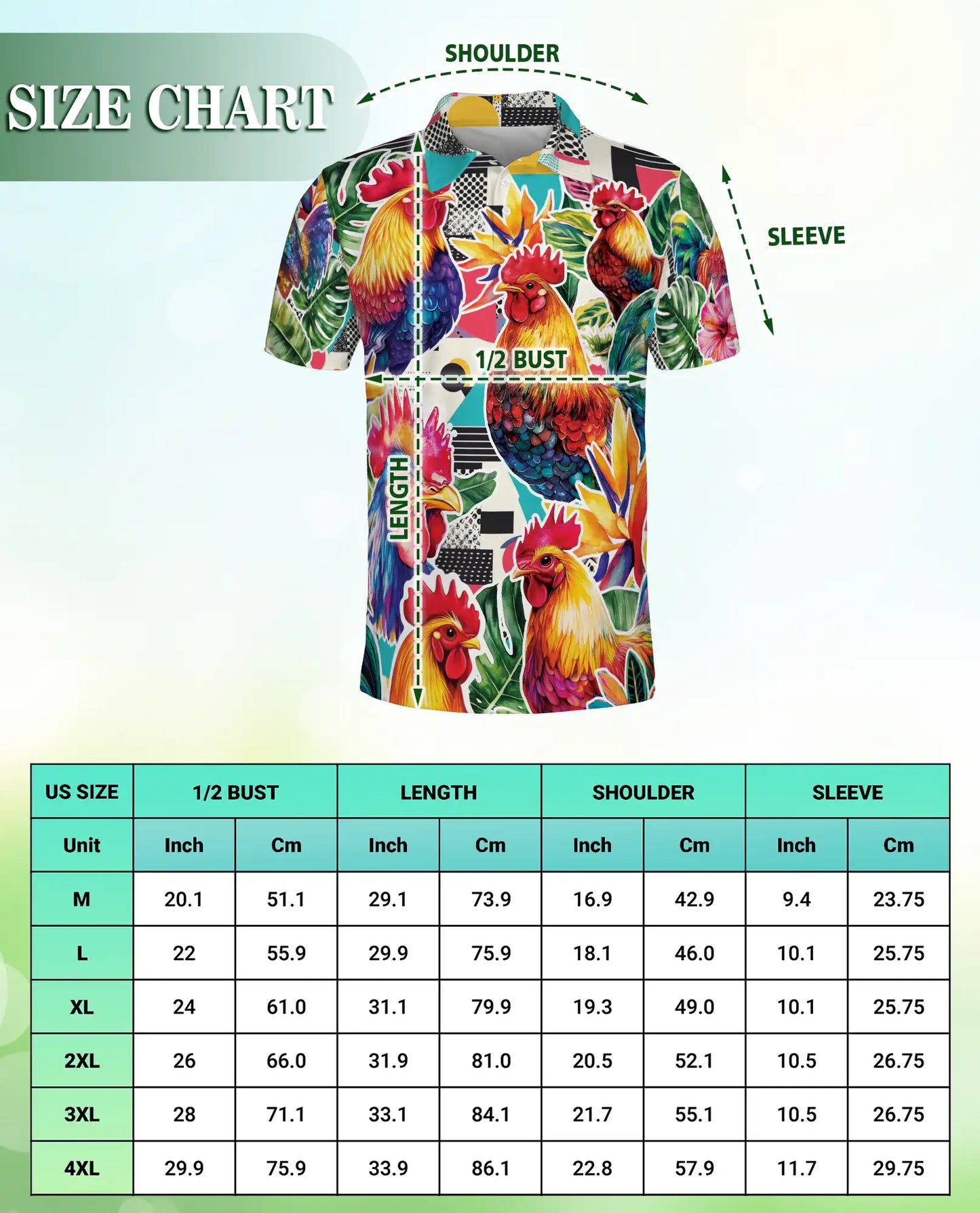 Rooster Tropical Polo Shirt – Colorful Farm Print | Netecom