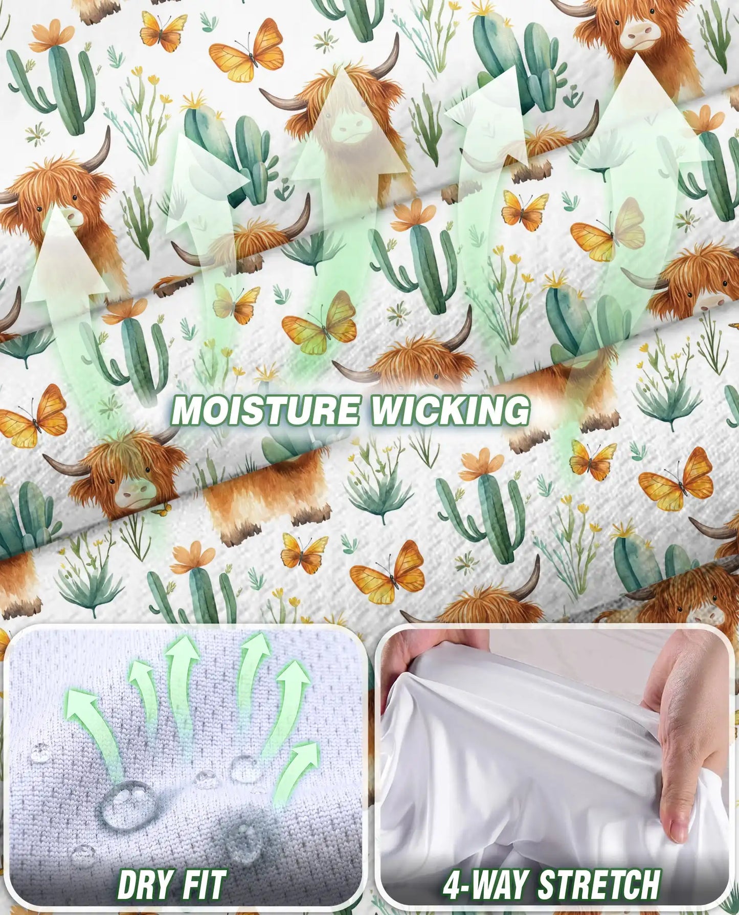 Highland Cow Cactus Sleeveless Polo Shirt for Women – Cute Western Farm Style | Netecom