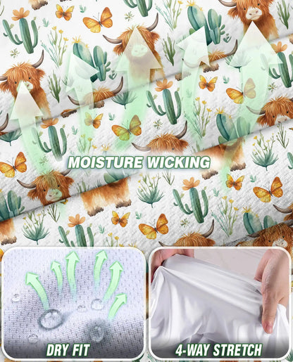 Highland Cow Cactus Sleeveless Polo Shirt for Women – Cute Western Farm Style | Netecom