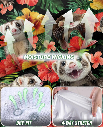 Ferrets Tropical Sleeveless Polo Shirt for Women – Cute Exotic Animal Style | Netecom