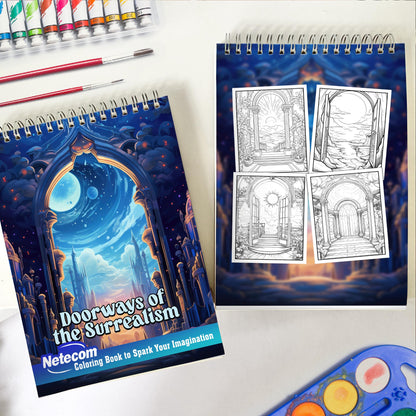 Doorways of the Surrealism Spiral Bound Coloring Book, Embark on a Journey with 30 Captivating Coloring Pages of Doorways of Surrealism, Where Artistry Flourishes.