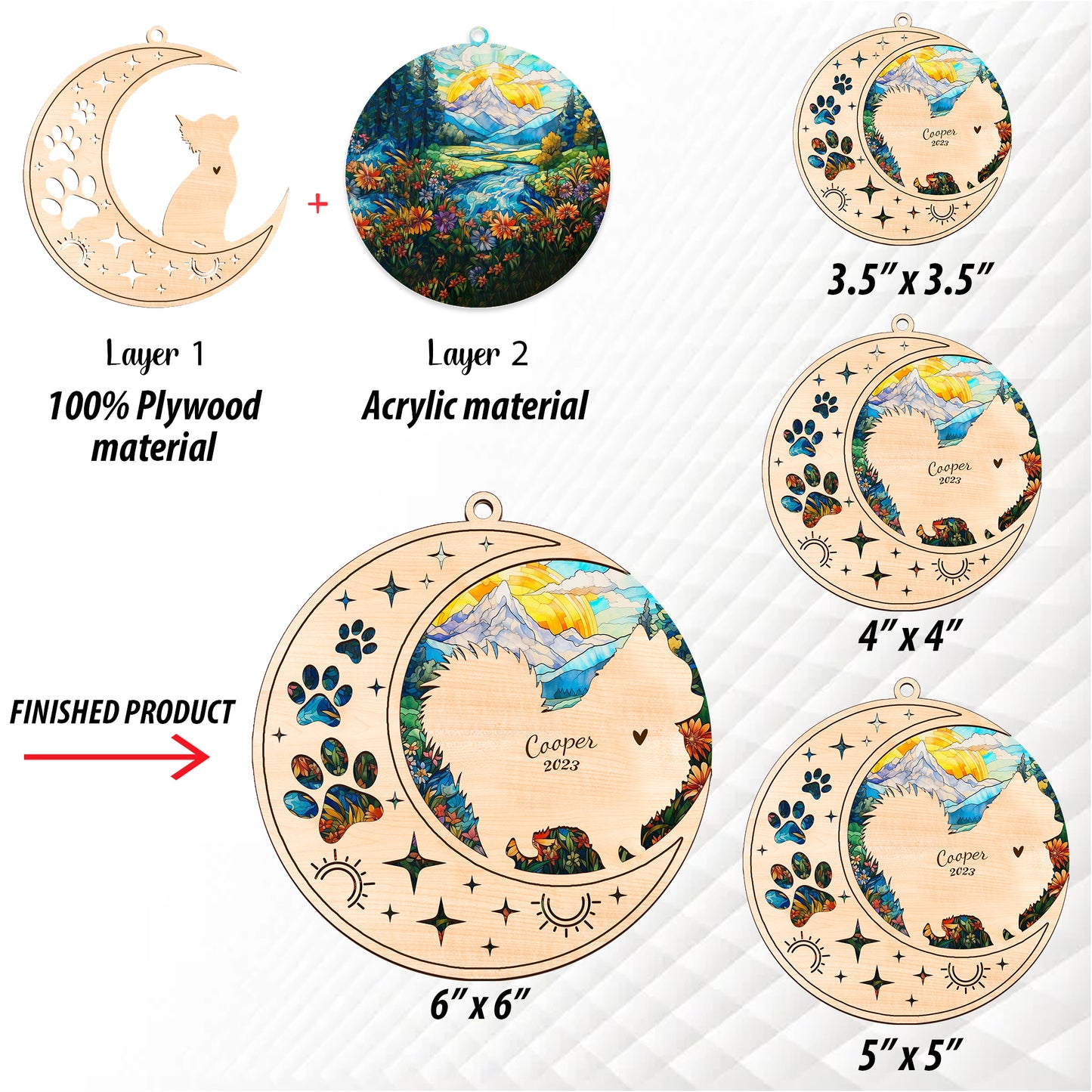 Netecom Pomeranian Dog Memorial Suncatcher, Personalized Pom Dog Christmas Ornament with Name Date, Bereavement Gifts for Loss of Pet, Dog Death Sympathy Gift Pet Loss Sun Catchers, Dog Grief Gift