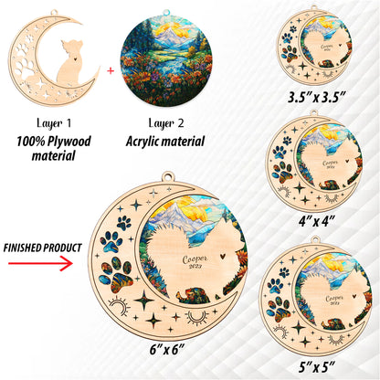 Netecom Pomeranian Dog Memorial Suncatcher, Personalized Pom Dog Christmas Ornament with Name Date, Bereavement Gifts for Loss of Pet, Dog Death Sympathy Gift Pet Loss Sun Catchers, Dog Grief Gift