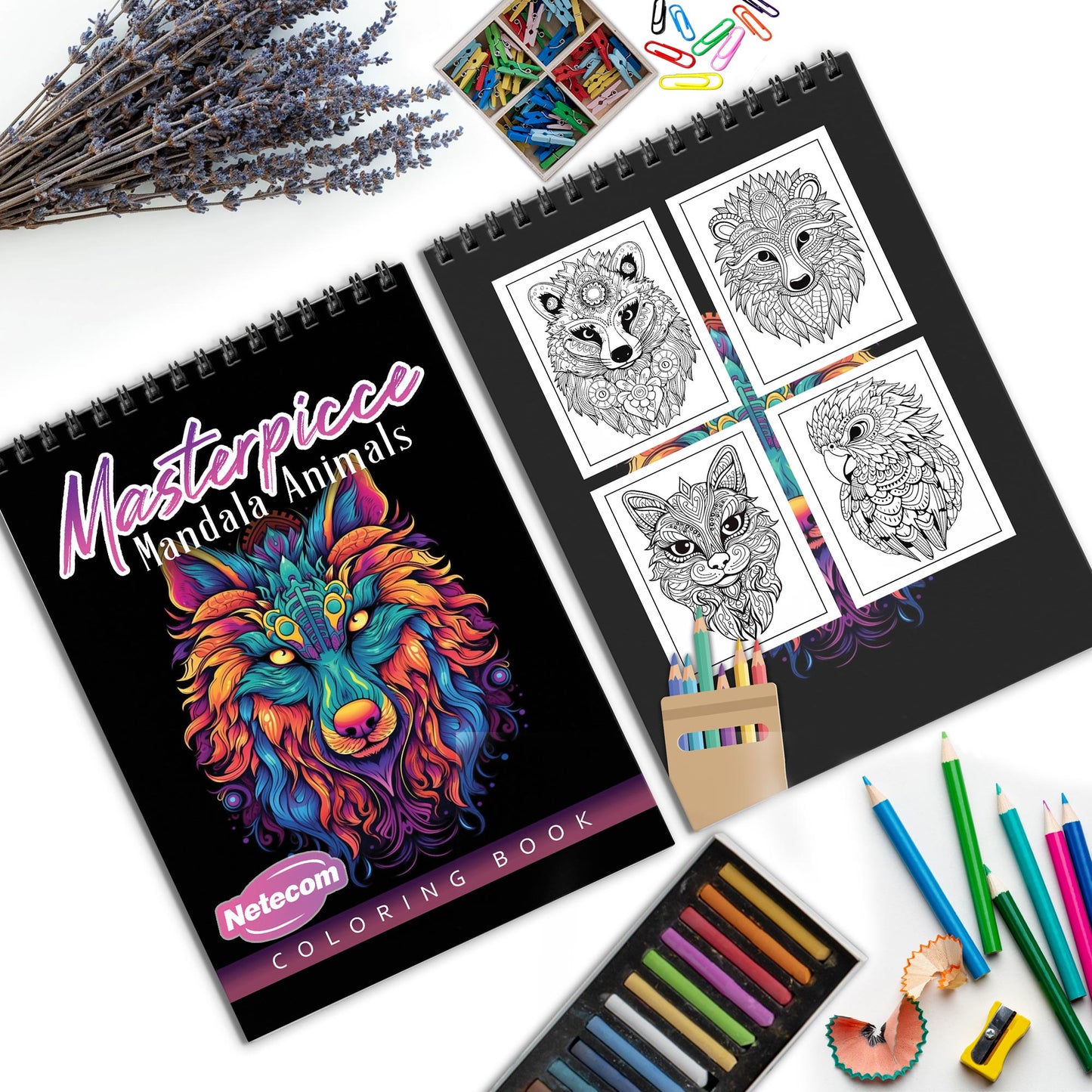 Masterpiece Mandala Animals Spiral Bound Coloring Book, Exquisite Animal Mandalas for Artistic Mastery, Great for Fans of Detailed and Mindful Art