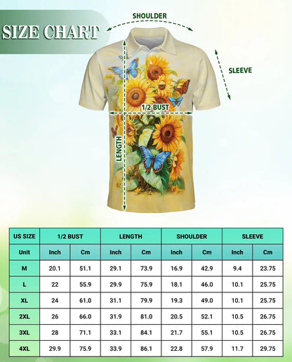 Sunflower Butterfly Polo Shirt – Floral Summer Style | Netecom