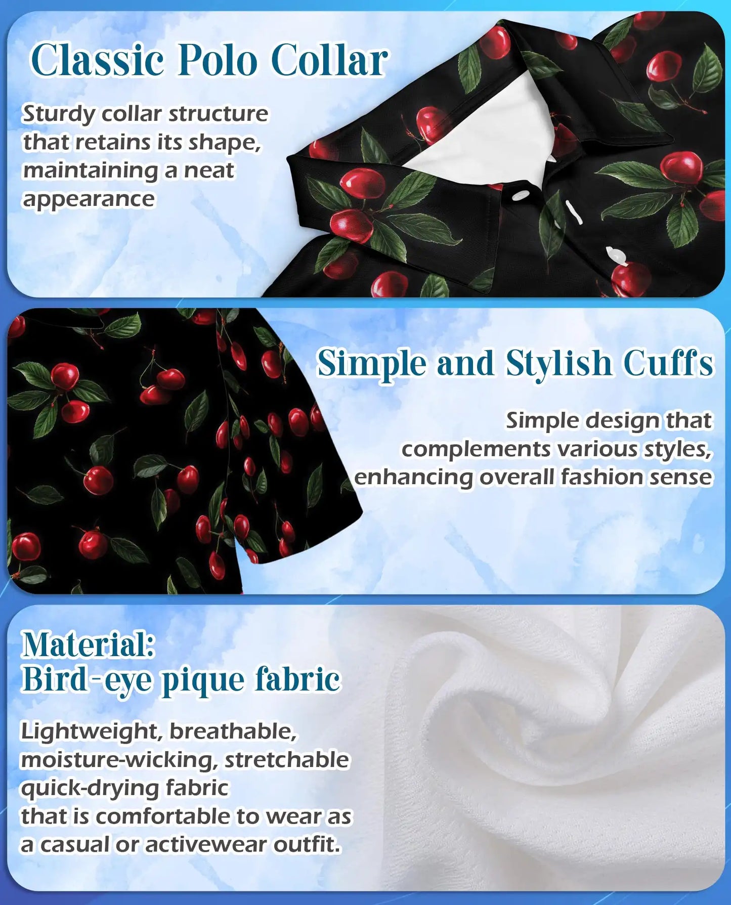 Cherry Fruit Polo Shirt for Men – Classic Fruit Style | Netecom