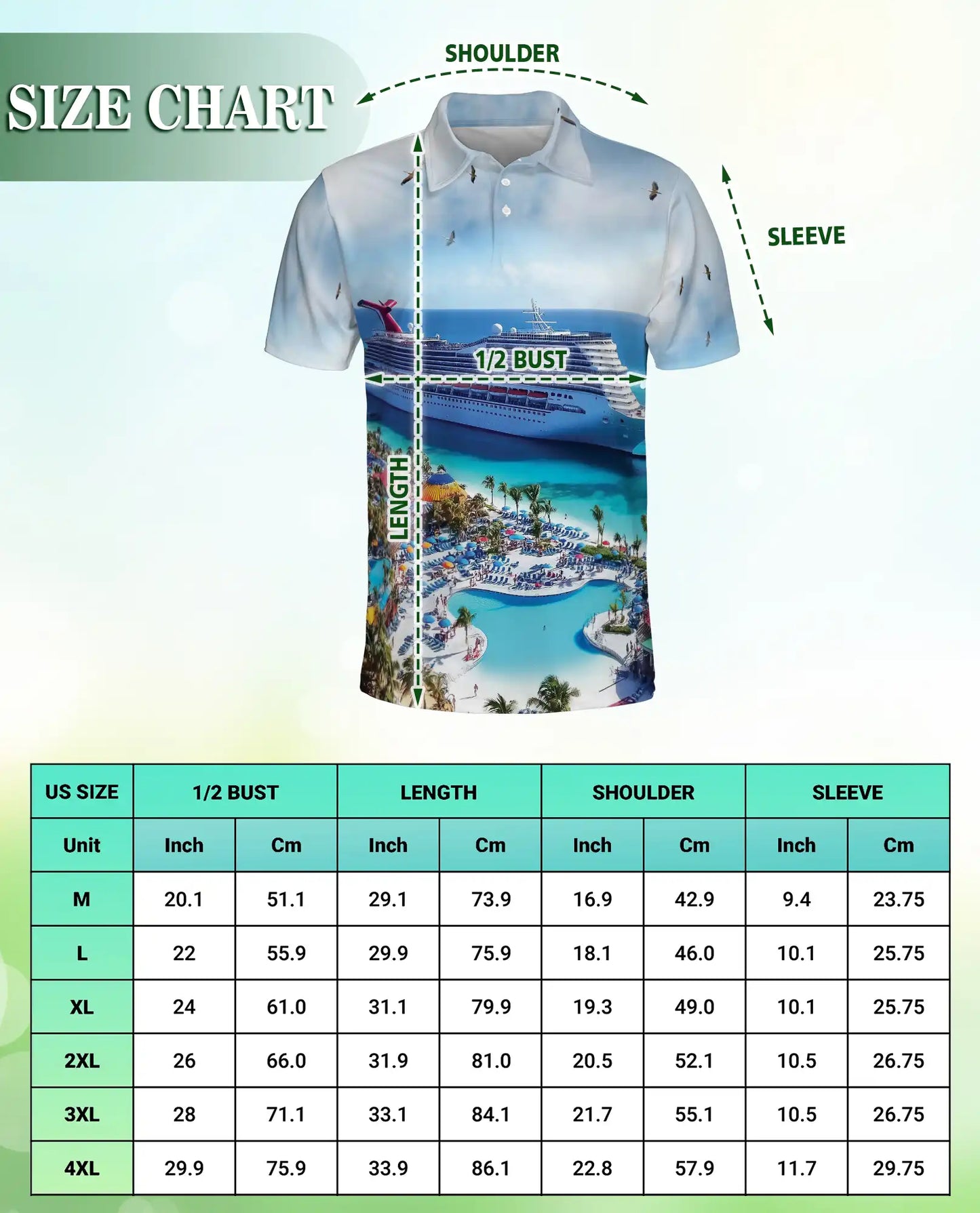 Tropical Cruise Ship 3D Polo Shirt for Men – Ocean Vacation Beach Style | Netecom