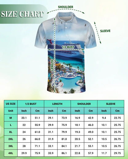 Tropical Cruise Ship 3D Polo Shirt for Men – Ocean Vacation Beach Style | Netecom