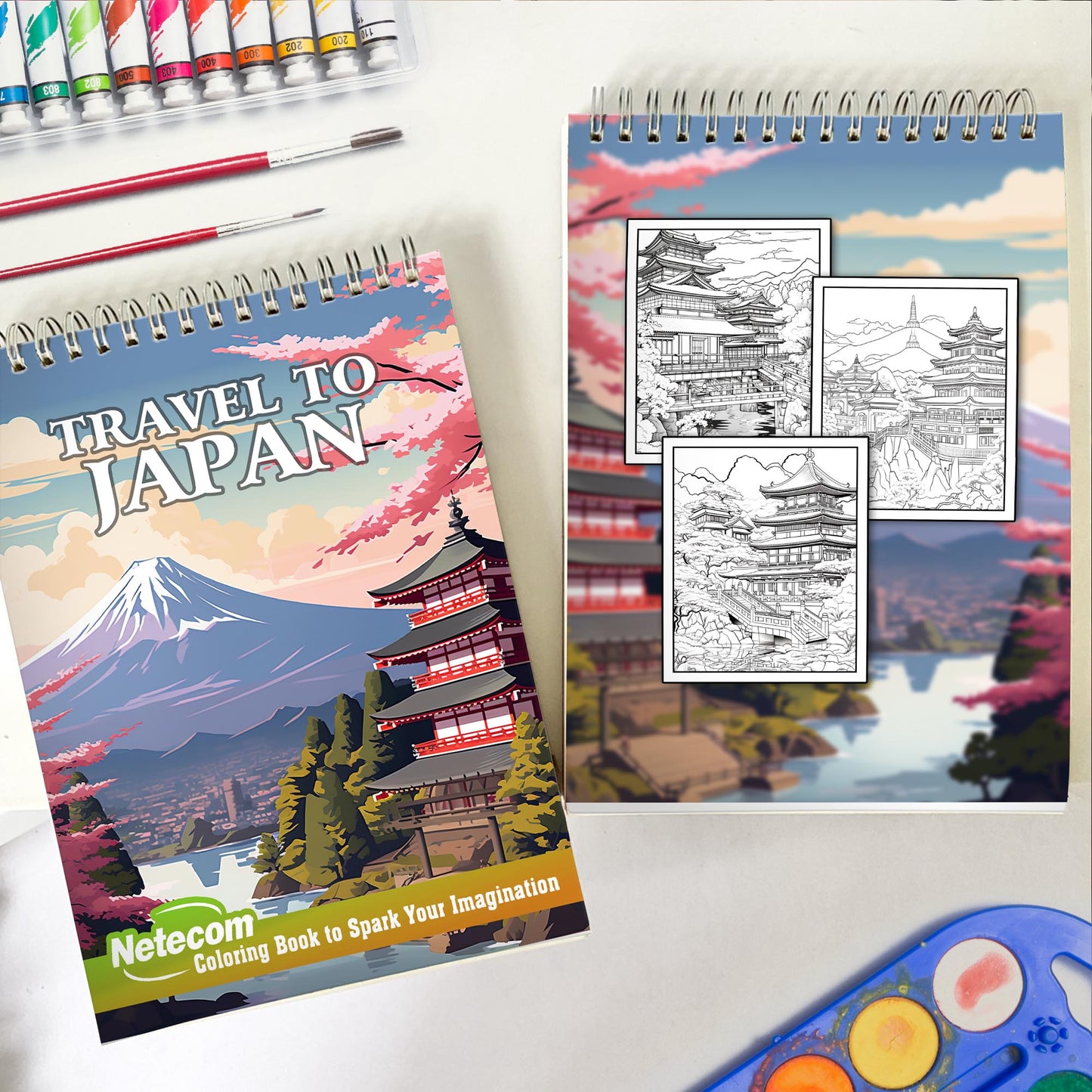 Travel to Japan Spiral Bound Coloring Book, Embark on a Journey to Japan with 30 Captivating Coloring Pages to Explore the Land of Tradition and Modernity