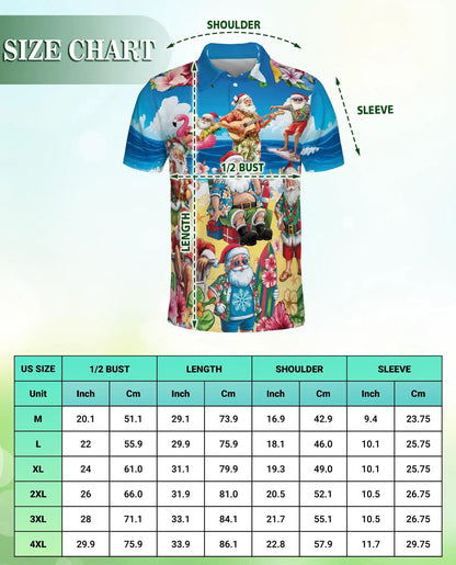 Santa Beach Holiday Polo Shirt for Men – Summer Hawaiian Xmas Shirt | Netecom